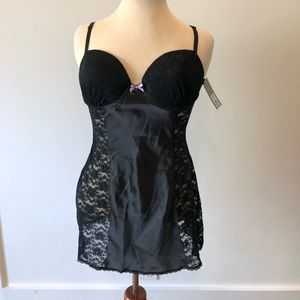 Black chemise and thong set